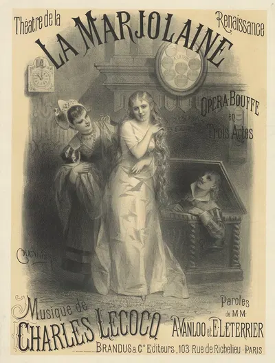 Théâtre de la Renaissance. La Marjolaine by Antonin-Marie Chatinière, 1877 — digital art print download