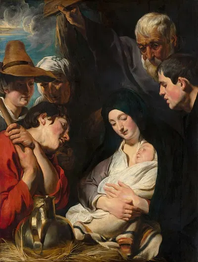 The Adoration of the Shepherds by Якоб Йордаанс, c. 1617 — digital art print download