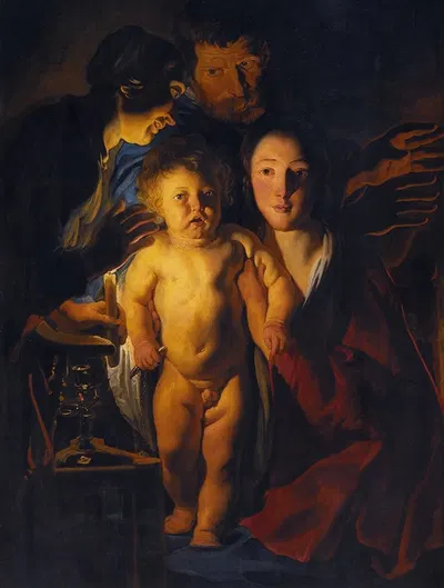 The Holy Family by Candlelight by Якоб Йордаанс — digital art print download