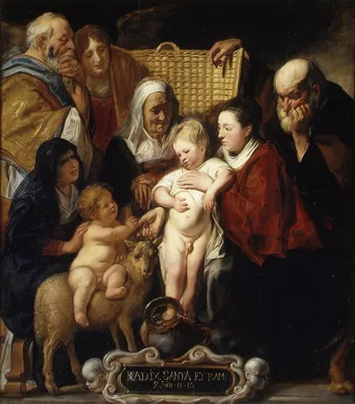 The Holy Family with Saint Anne and the Young Baptist and His Parents by Jacob Jordaens — digital art print download