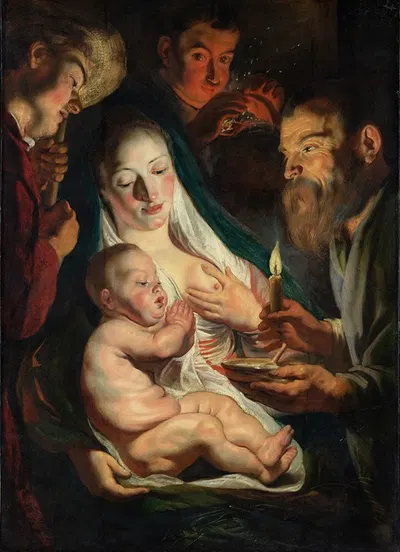 The Holy Family with Shepherds by Якоб Йордаанс, 1616 — digital art print download