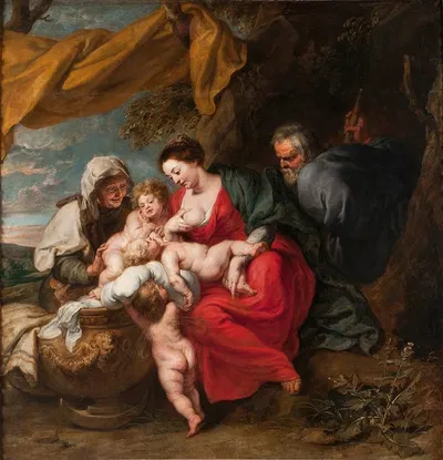 The Holy Family by Ян Ван Ден Хёк — digital art print download