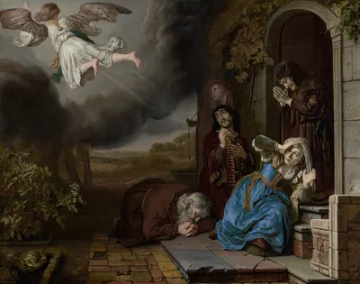 The Angel Taking Leave of Tobit and His Family by Ян Викторс, 1649 — digital art print download