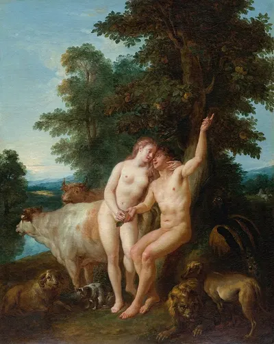 Adam and Eve by Жан-Франсуа де Труа, 1718 — digital art print download