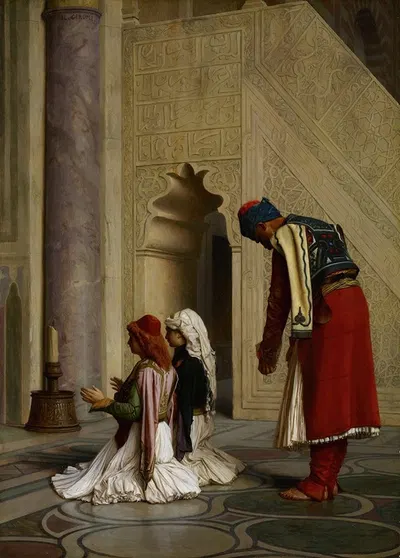 Young Greeks in the Mosque by Жан-Леон Жерома, 1865 — digital art print download