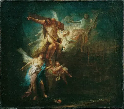 Christ takes the good thief to heaven by Johann Wolfgang Baumgartner — digital art print download