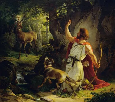 The conversion of St. Eustachius by Йозеф Биндер, 1849 — digital art print download