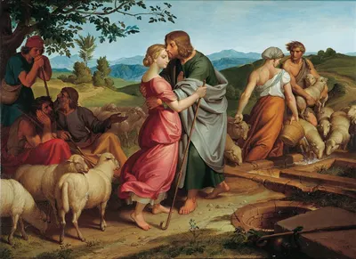 Jacob meets Rachel with her father's herds by Иосиф фон Фюрих, 1836 — digital art print download