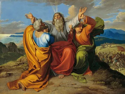 The praying Moses with Aaron and Hur on the mountain Horeb by Joseph von Führich, 1832 — digital art print download