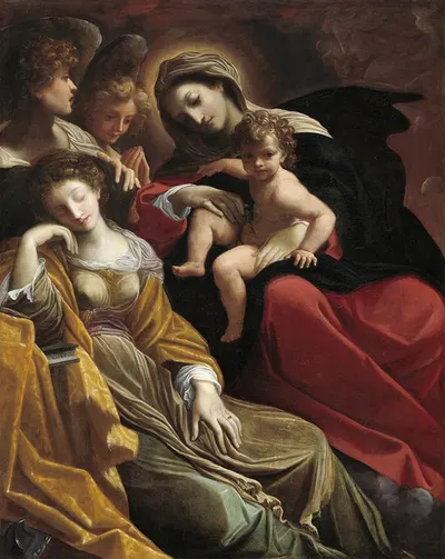 The Dream of Saint Catherine of Alexandria by Лудовико Караччи, c. 1593 — digital art print download