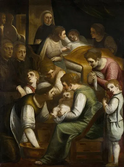 The Birth of Mary by Luca Cambiaso, c. 1570 — digital art print download