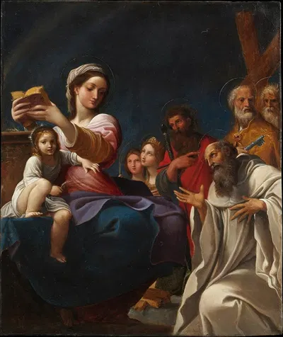 Madonna and Child with Saints by Лудовико Караччи, 1607 — digital art print download