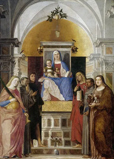 Madonna and Child with St's Catherine, Francis of Assisi,John the Baptist John the Evangelist, Antony of Padua and Mary…