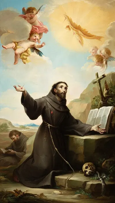 Saint Francis of Assisi Receiving the Stigmata by Мариано Сальвадор Маэлья, 1787 — digital art print download