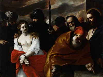 Christ and the Woman Taken in Adultery by Маттиа Прети — digital art print download