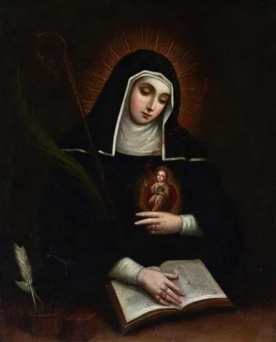 Saint Gertrude (Santa Gertrudis) by Мигель Кабрера, 1763 — digital art print download