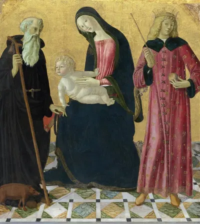 Madonna and Child with Saint Anthony Abbot and Saint Sigismund by Neroccio De' Landi — digital art print download