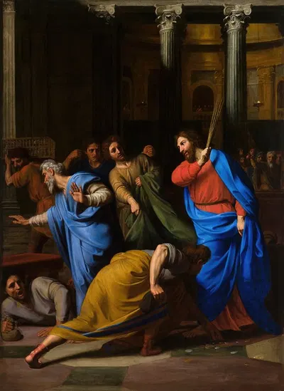 Christ Expelling the Money-Changers from the Temple by Николя Коломбель, 1682 — digital art print download