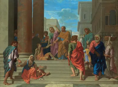 Saints Peter and John Healing the Lame Man by Николя Пуссен, 1655 — digital art print download