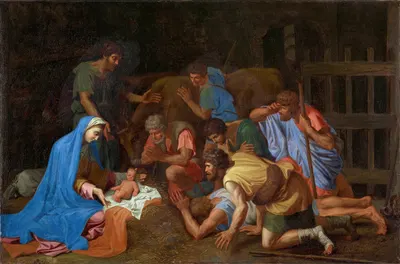 The Adoration of the Shepherds by Николя Пуссен — digital art print download