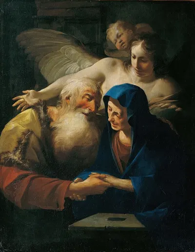 Tobias and Anna by Paul Troger, 1730 — digital art print download