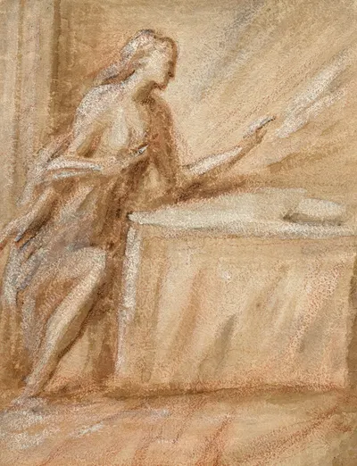 Study of the Virgin for an Annunciation by Andrea Schiavone — digital art print download