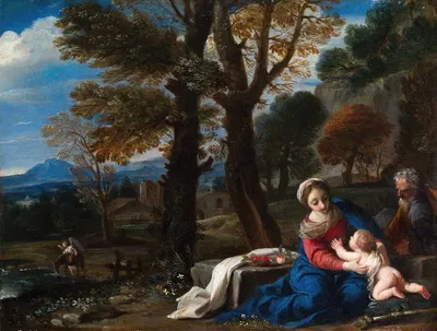 The Rest on the Flight into Egypt by Пьер Франческо Мола — digital art print download