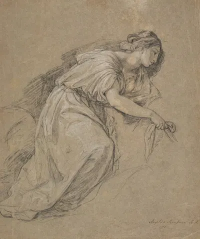 Study from life of a kneeling woman in profile by Анжелика Кауфман, 1771 — digital art print download