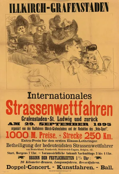 Internationales Strassenwettfahren, Grafenstaden. St. Ludwig und zurueck am 29. September 1895 by Г. Фишбах, 1895 — digital…