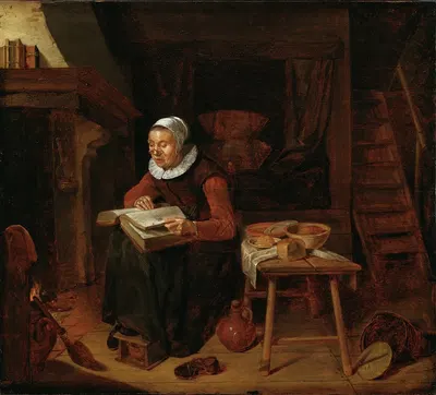 Old Woman Reading the Bible by Квирийн Ван Бреекеленкам, 1663 — digital art print download