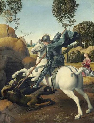 Saint George and the Dragon by Raphael, c. 1506 — digital art print download