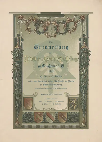 Zur Erinnerung an die Industrie und Gewerbe-Ausstellung zu Strassburg i. E. 1895 by Г. Фишбах, 1895 — digital art print…