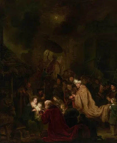 The Adoration of the Magi by Саломон Конинк, c. 1650 — digital art print download