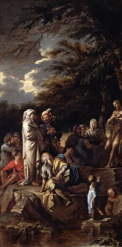 Saint John the Baptist Preaching in the Wilderness by Сальватор Роза, c.1660 — digital art print download