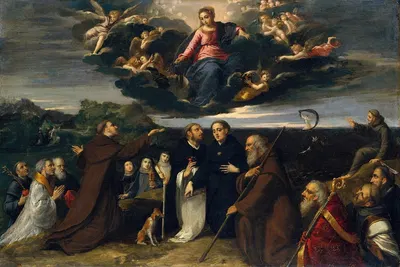 The Virgin Adored by Saints by Скарселлино — digital art print download