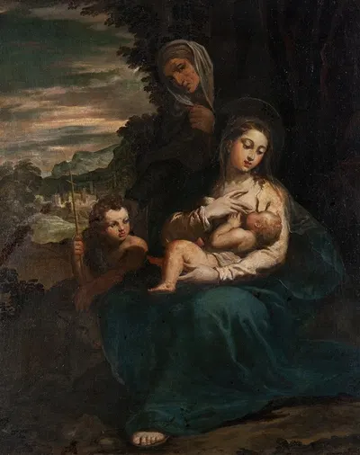 The Virgin and Child with St Elizabeth and the Infant St John by Scarsellino — digital art print download