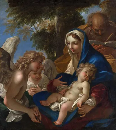 The Holy Family with Angels by Себастьяно Риччи — digital art print download