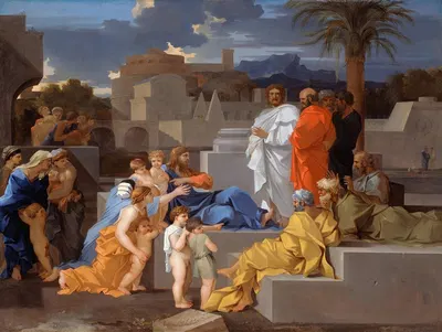 Christ Receiving the Children by Себастьен Бурдон, c. 1655 — digital art print download