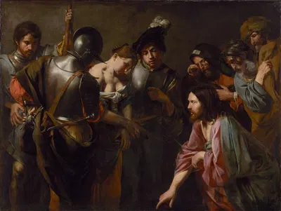 Christ and the Adulteress by Валентин де Булонь — digital art print download