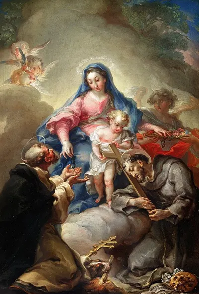 Virgin with St. Francis and St. Dominic by Висенте Лопес Портанья — digital art print download