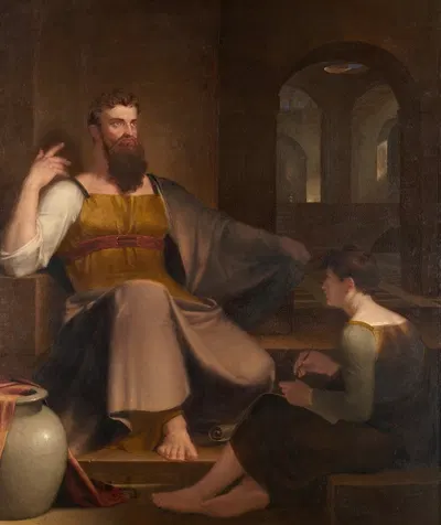 Jeremiah Dictating His Prophecy of the Destruction of Jerusalem to Baruch the Scribe by Вашингтон Оллстон, 1820 — digital…