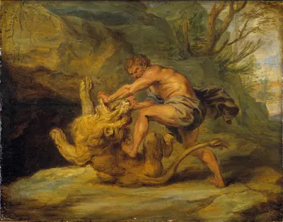 Samson and the Lion. Study by Последователь Питера Паула Рубенса — digital art print download