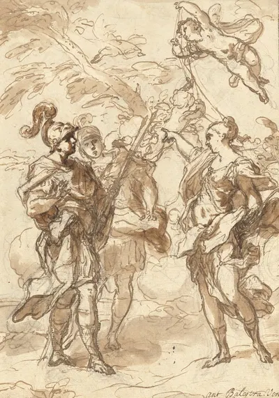 Venus as a Huntress Appearing to Aeneas and Achates by Antonio Balestra, 1713 — digital art print download