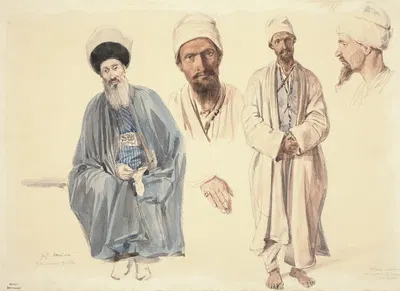 An Elderly Jew and a Muslim Tartar in the Crimea by Денис Огюст Мари Раффе, 1837 — digital art print download