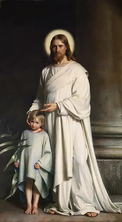 Christ blessing the little child by Карл Блох — digital art print download