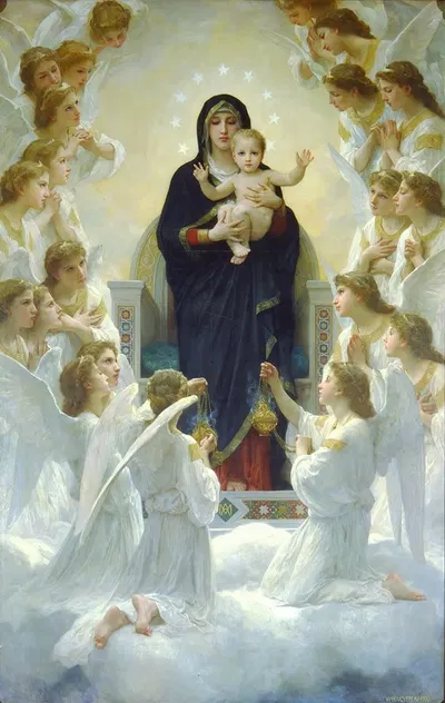 The Virgin With Angels by Уильям Бугеро, 1900 — digital art print download