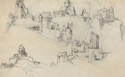 Hilltop Castles by Augustin Hirschvogel, c. 1546 — digital art print download
