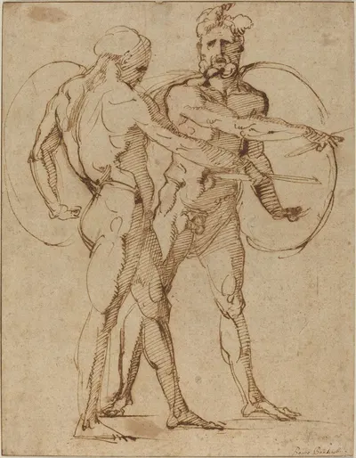 Two Male Nudes by Baccio Bandinelli, c. 1520 — digital art print download
