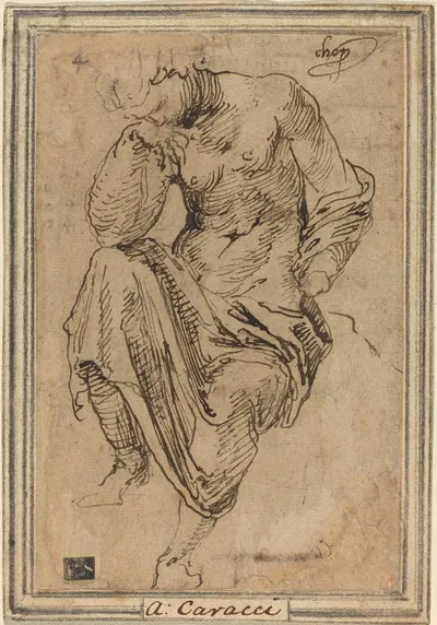 Seated Female Figure after the Antique by Бальдассаре Перуцци, c. 1533 — digital art print download