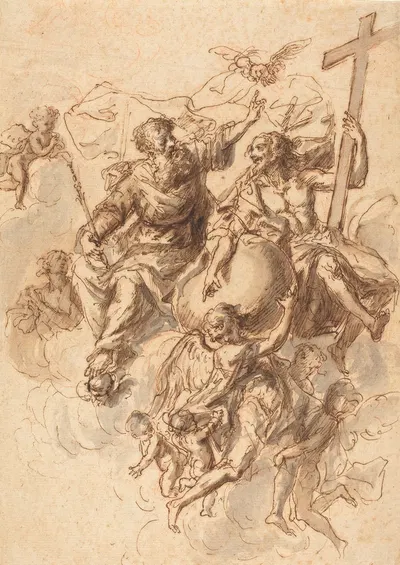 The Trinity Surrounded by Angels by Bartholomaeus Ignaz Weiss, c. 1770 — digital art print download